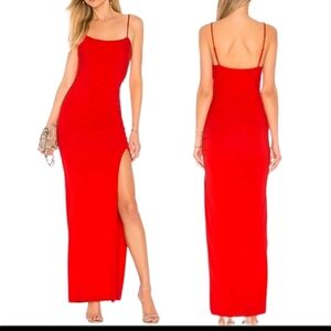 Lovers + Friends Kiki Red Ruched Maxi Dress Spaghetti Strap